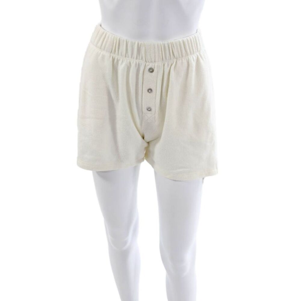 Donni Womens Sweat Shorts Ivory Button Closure Loungewear Size XS